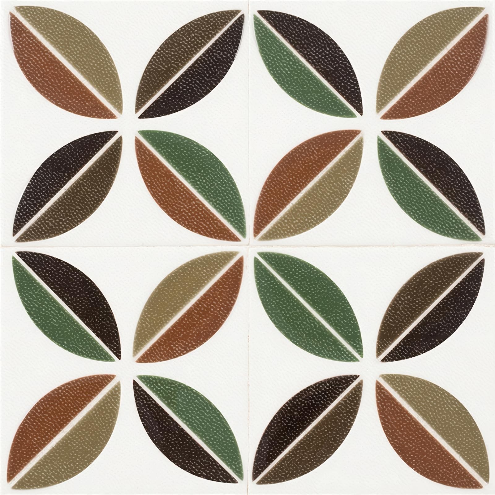 10PCS 12×12 Inch Retro Mid-Century Leaf Motif Floor Tiles Peel and Stick Remo…