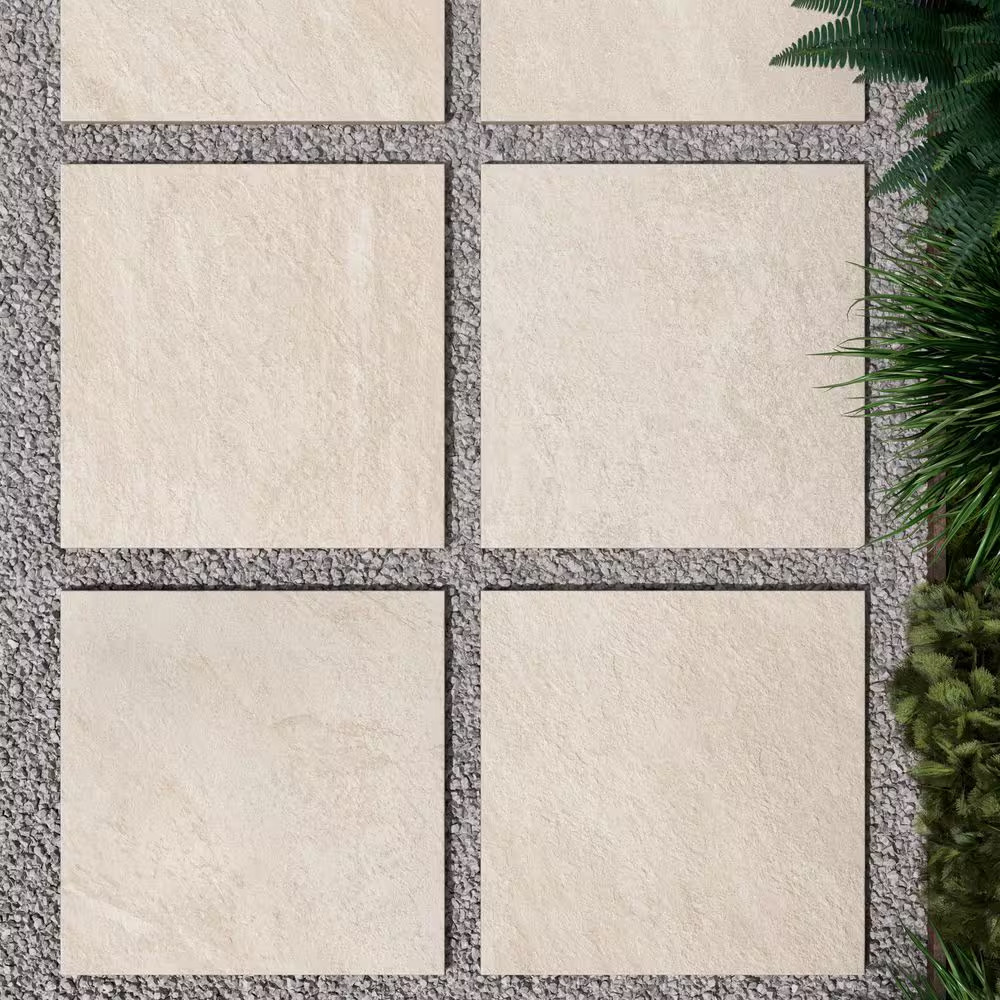Porcelain Paver 24×24 Stone Look Outdoor Alpe White Slip Resistant Strong UV