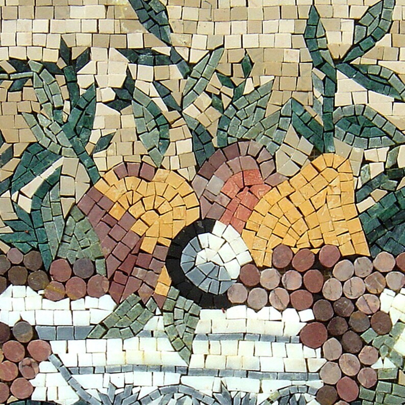 FRUIT BOWL ART – Kitchen Backsplash Mosaic Wall Art – Square-Shaped Fruit Bowl M