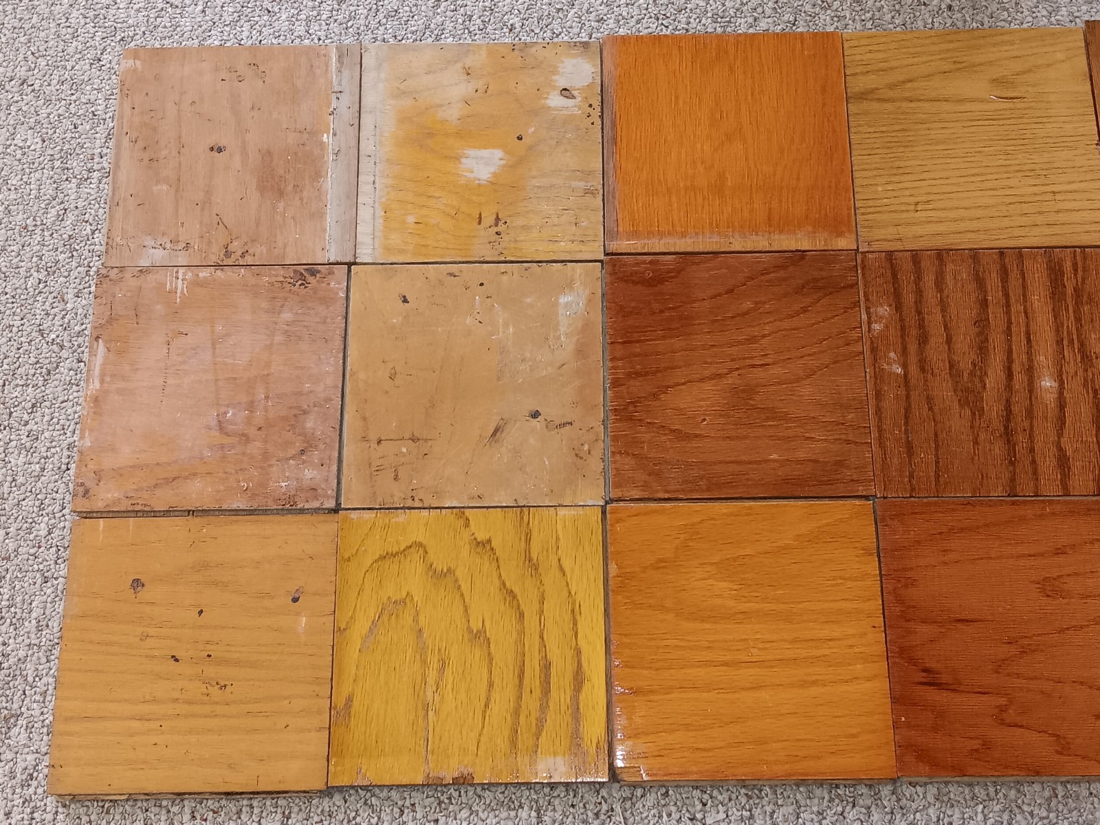 16 USED Vtg. MCM BRUCE Oak 9×9 Parquet Flooring NEED REFINISHING: Read Details