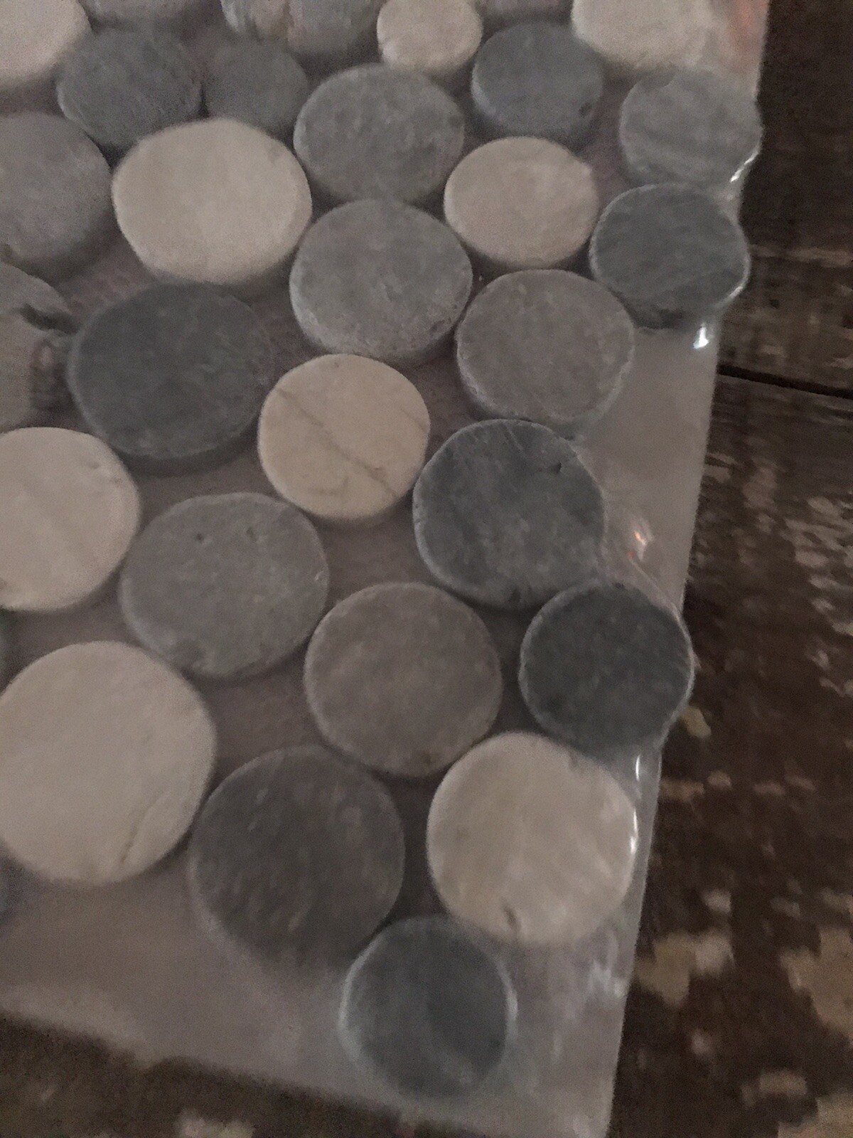 Pebble Stone Tile grey gray 12×12 River Rock Shower Floor Wall niche mosaic new