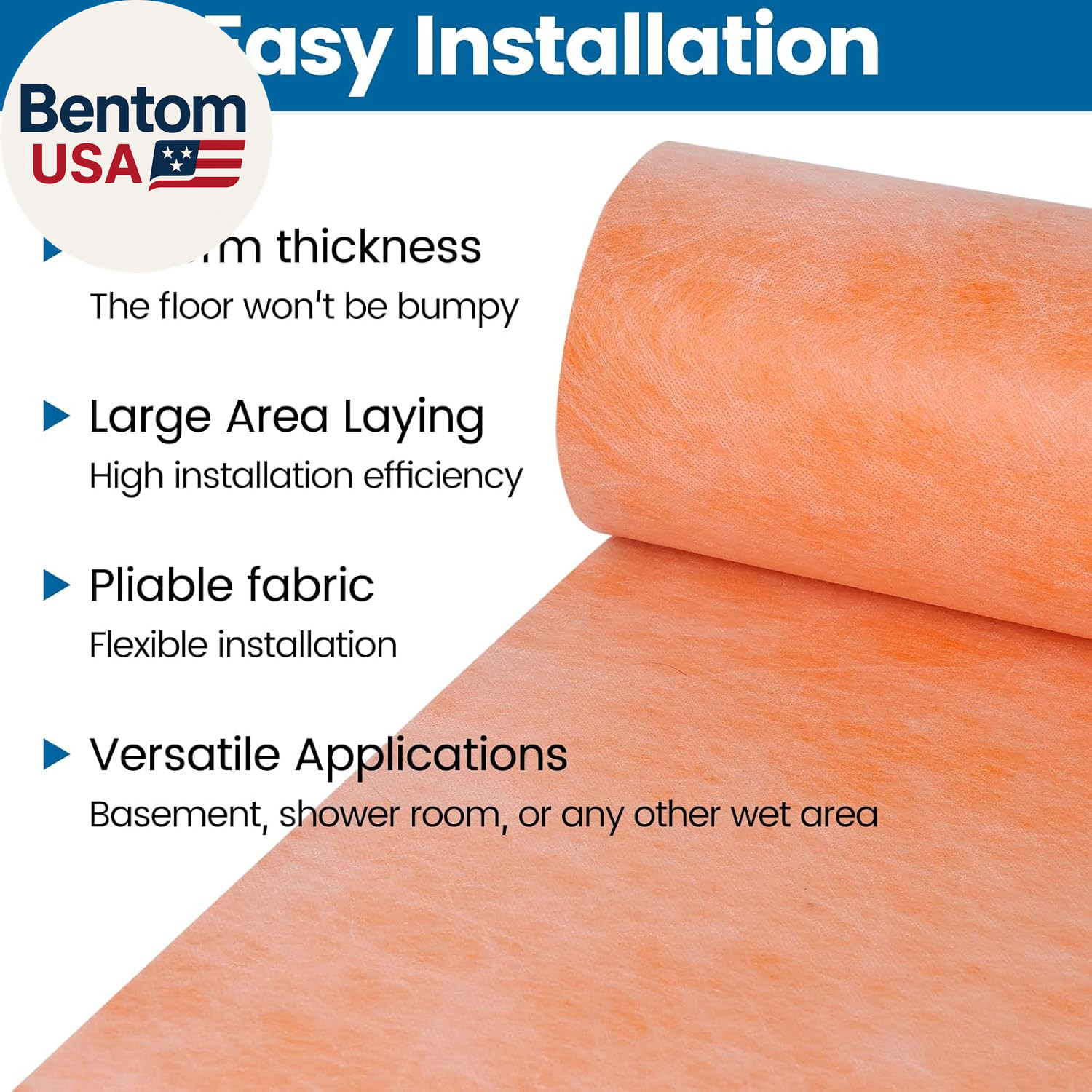 Waterproofing Membrane for Shower 3.8X33Feet (125 Sq Ft) 23.6 Mil Thick Uncoupli