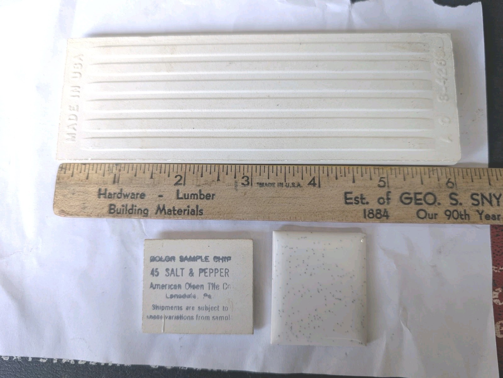 1 pc American Olean Salt Pepper #45 S4269 Bullnose Ceramic Tile 2×6 Original USA