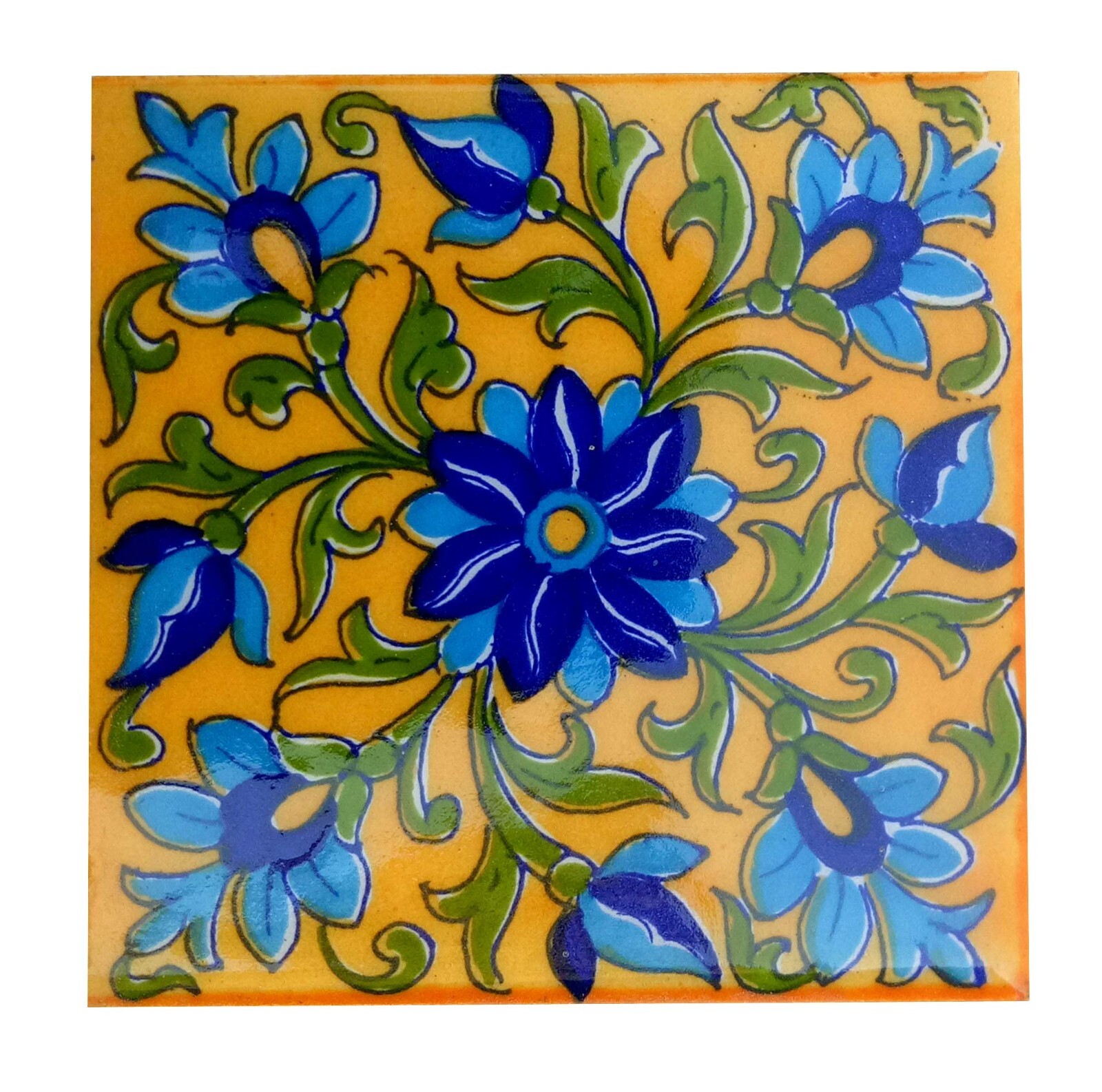 Designer Interior Exterior Flooring Wall Ceramic Tile Multi, 4 x 4 in Set of 6