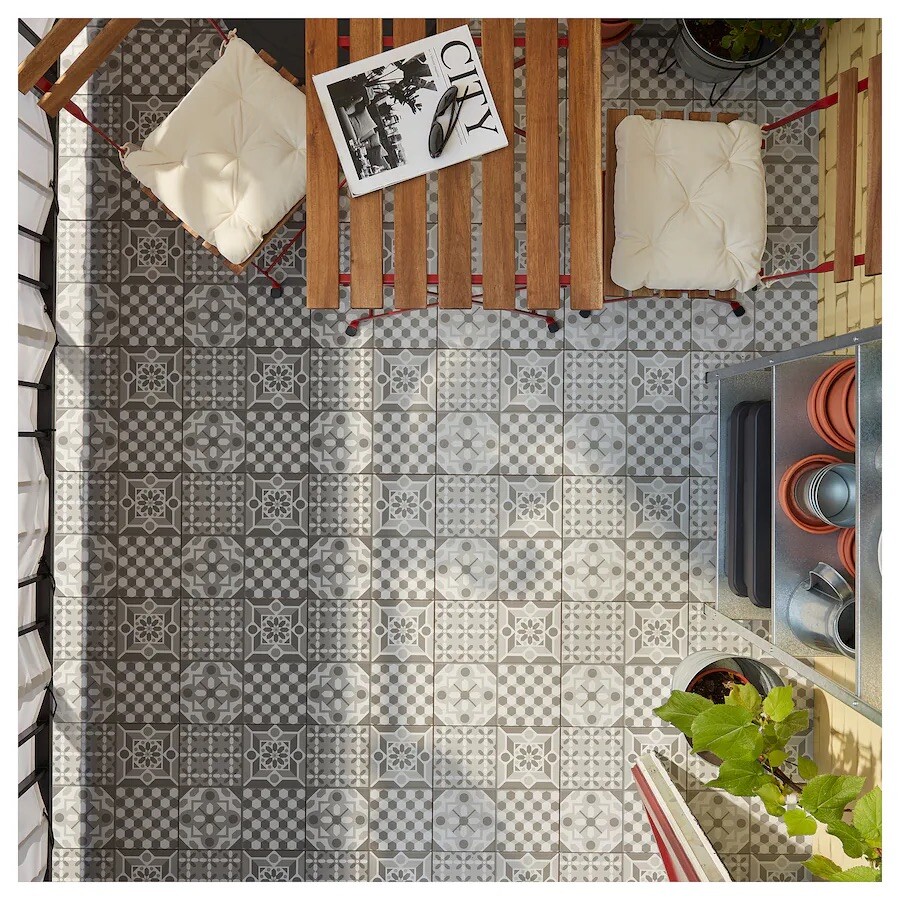 (Qty 1) IKEA Mallsten Top Part Outdoor Floor Decking Tile White Gray 0.97 sq ft