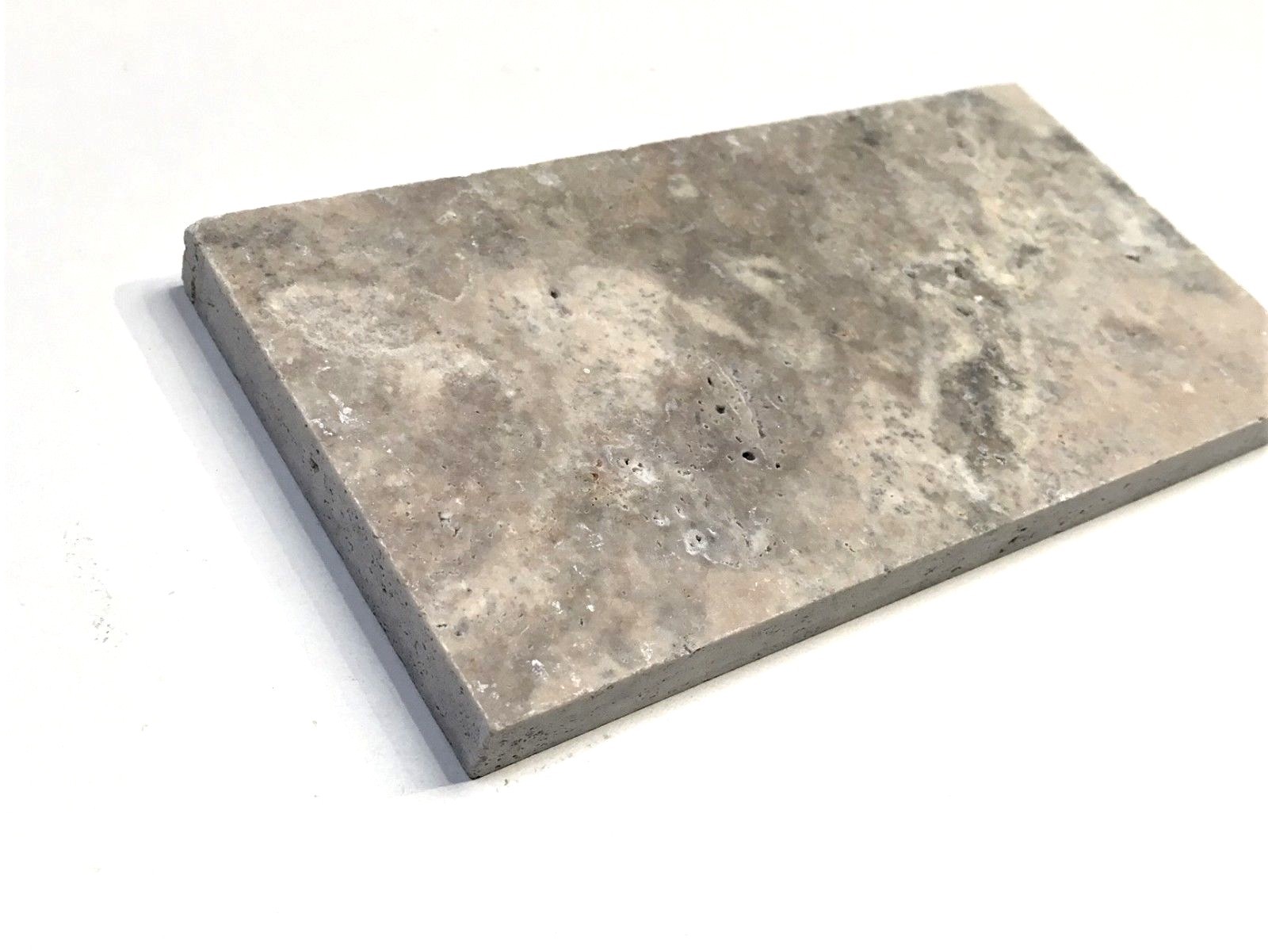 Silver 3×6 Brushed Unfilled Subway Travertine Floor Wall Tile (Sold by PIECE)