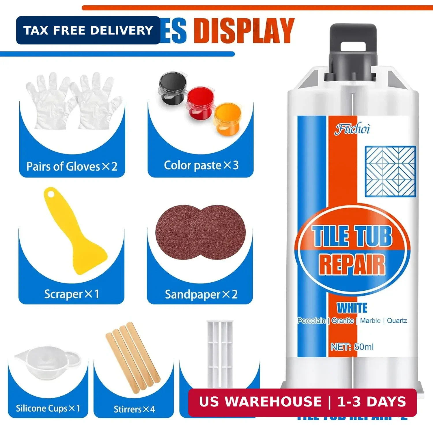 Tile Repair Kit, Ceramic Tile Chip Repair Kit, Porcelain Repair Kit for Ceramic,