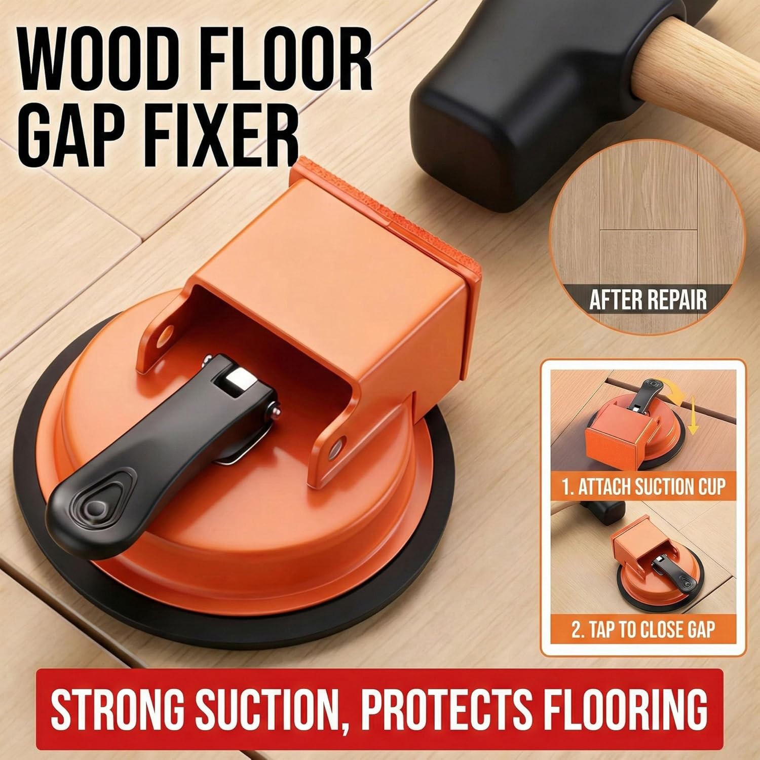 Floor Gap Fixer Tool with Suction Cup for Hardwood-Laminate and Vinyl Flooring