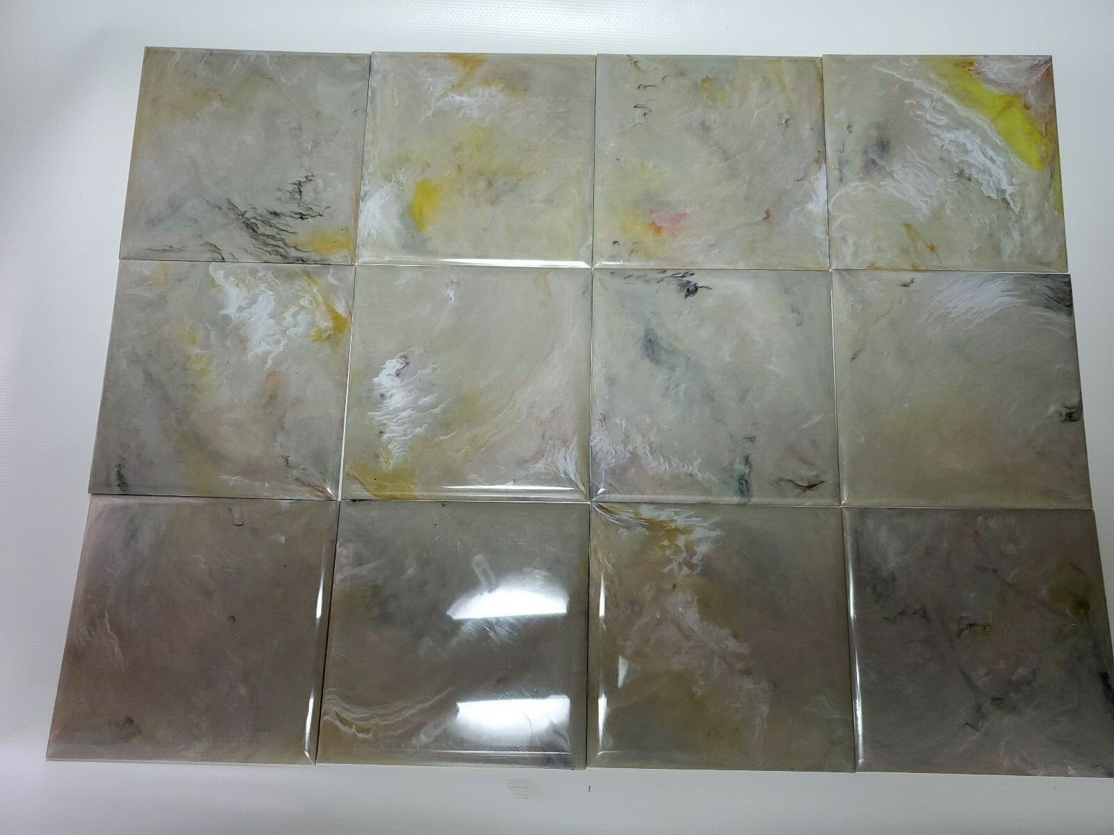 Multicolor Marble Plastic Tile 4 1/4″ wall bathroom kitchen polystyrene Vntg NOS