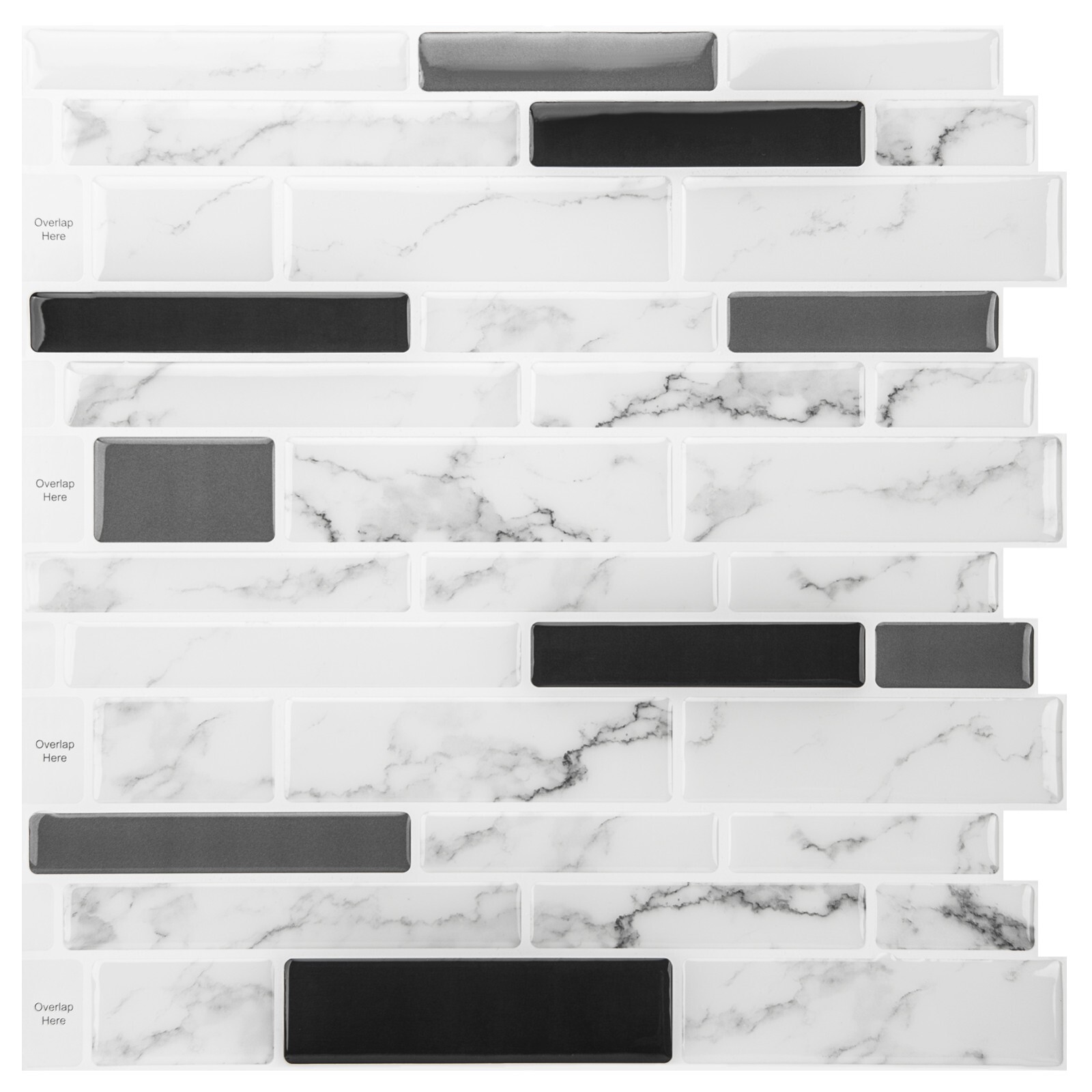 Longking Peel and Stick Backsplash Self-Adhesive Wall Tile Marble Stone 20-Piece