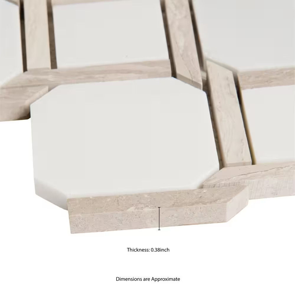 Marbella Lynx 12 In. X 12 In. Polished Marble Mesh-Mounted Mosaic Floor and Wall