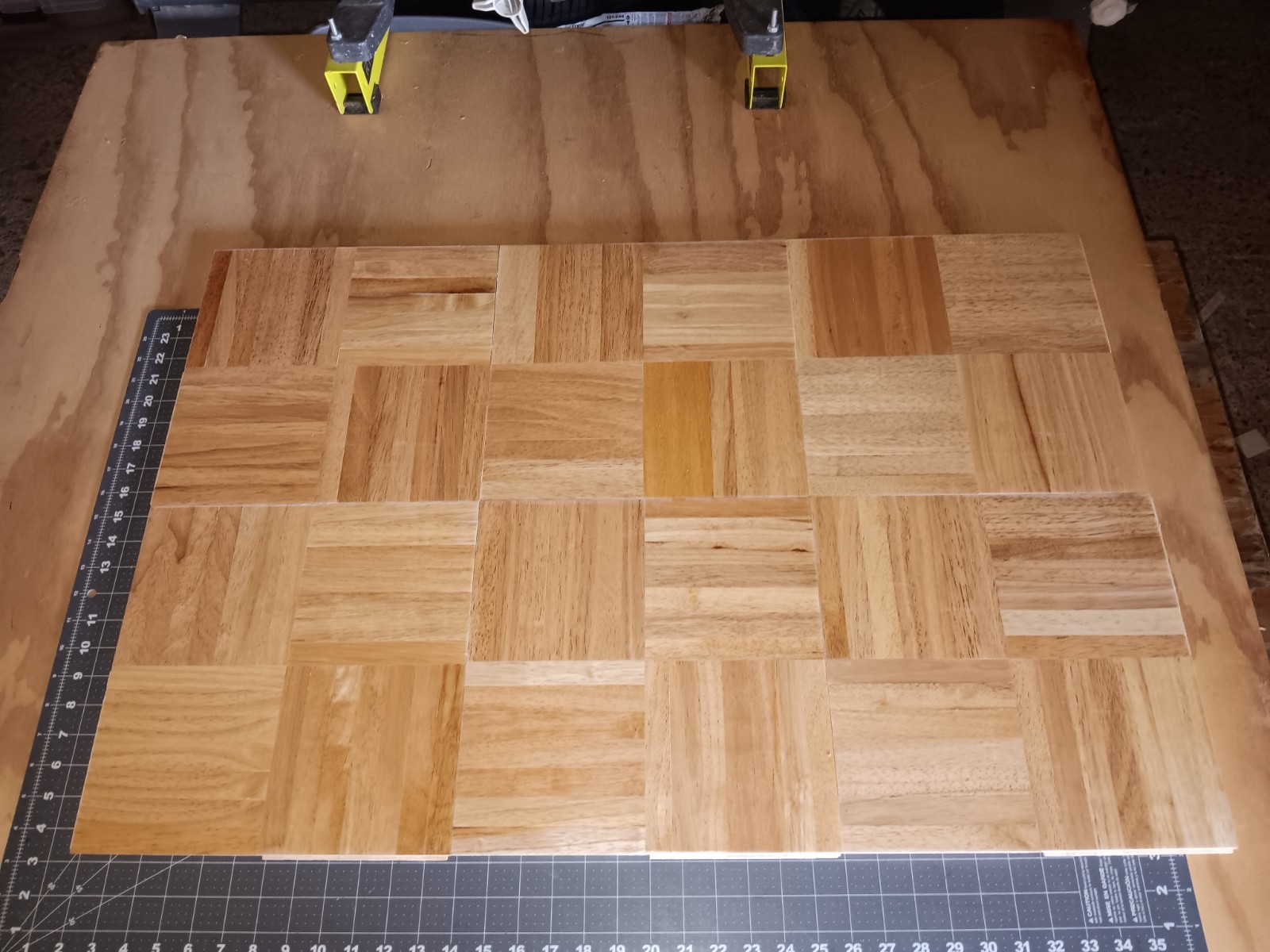 PARQUET FLOOR: 6 Sq Feet! 7-finger Parquet Solid Wood Floor Tiles 12″x12″x5/16