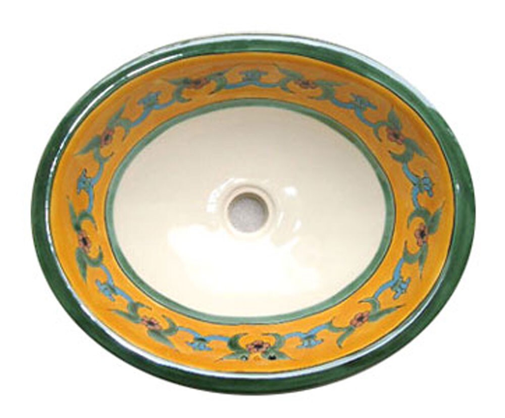 #021) MEDIUM 17×14 MEXICAN BATHROOM SINK CERAMIC DROP IN UNDERMOUNT BASIN
