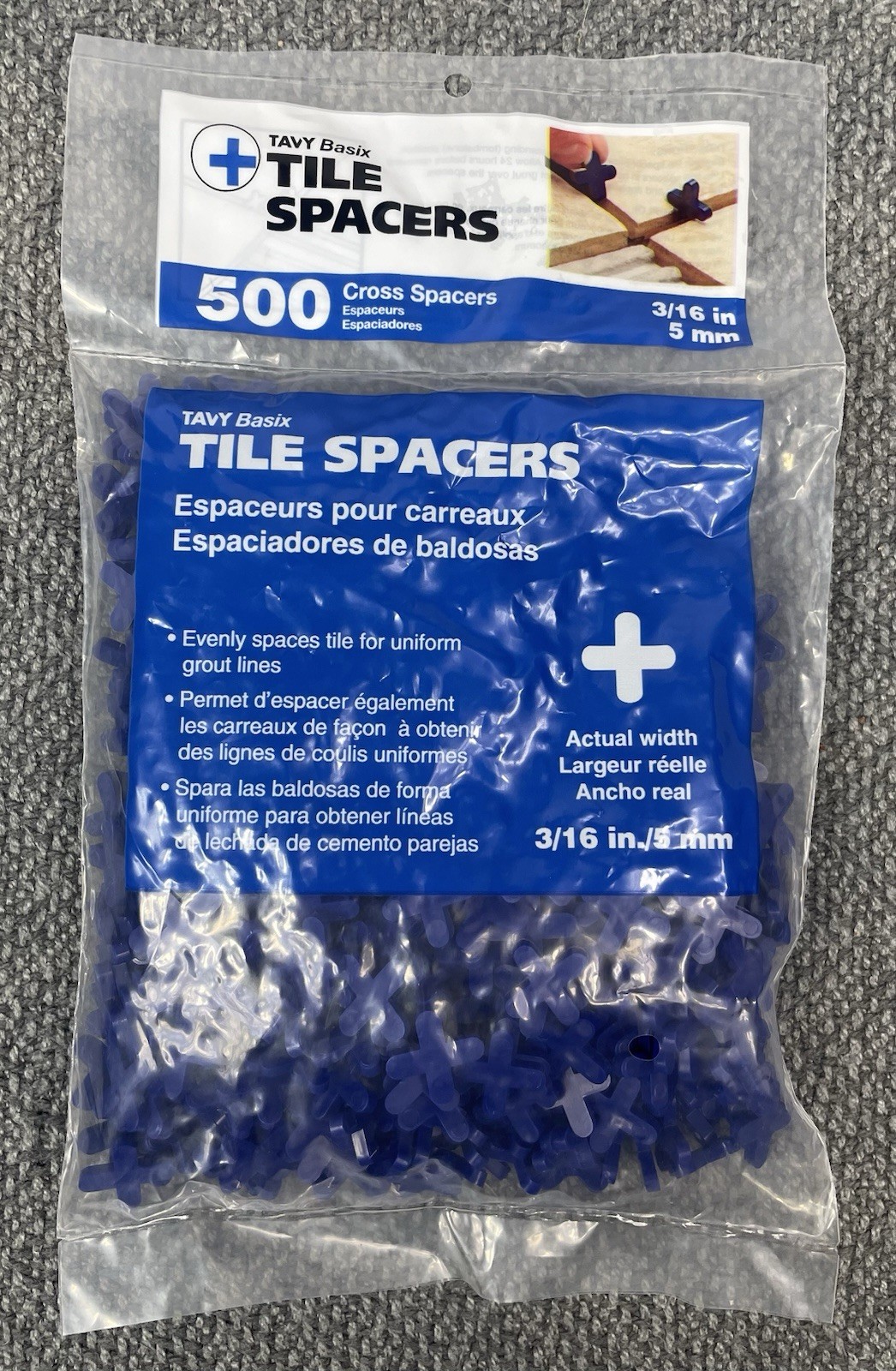 TAVY BASIX Lot of 7 Tile Spacers 3/16 / 5mm BLUE 500 Count Bags 3,500 Total NWT