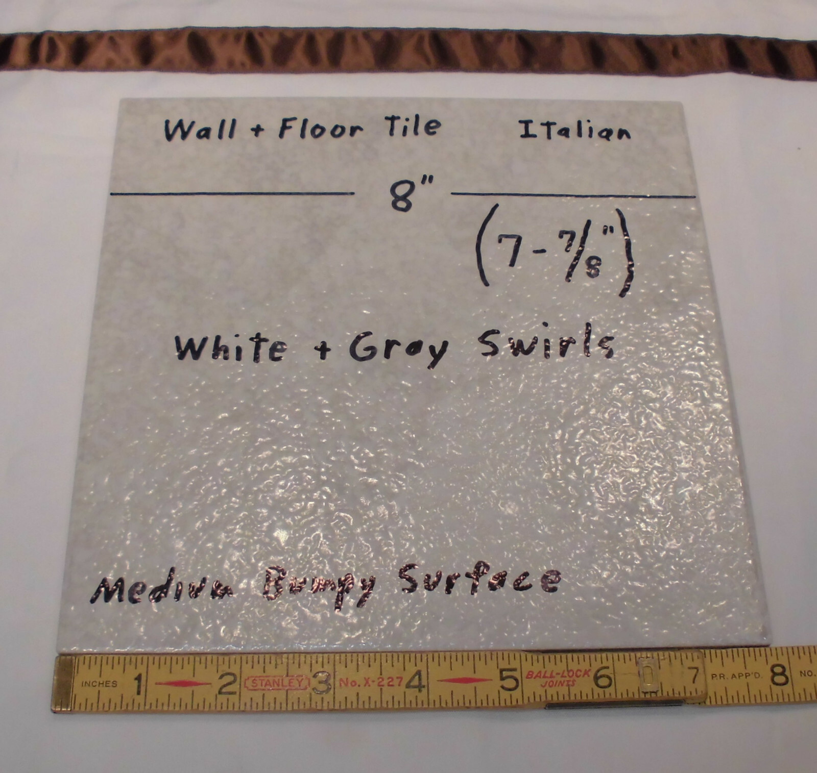 1 pc. Medium Gray Swirls: Ceramic Floor Tile 8″ X 8″ Medium Textured, Italian