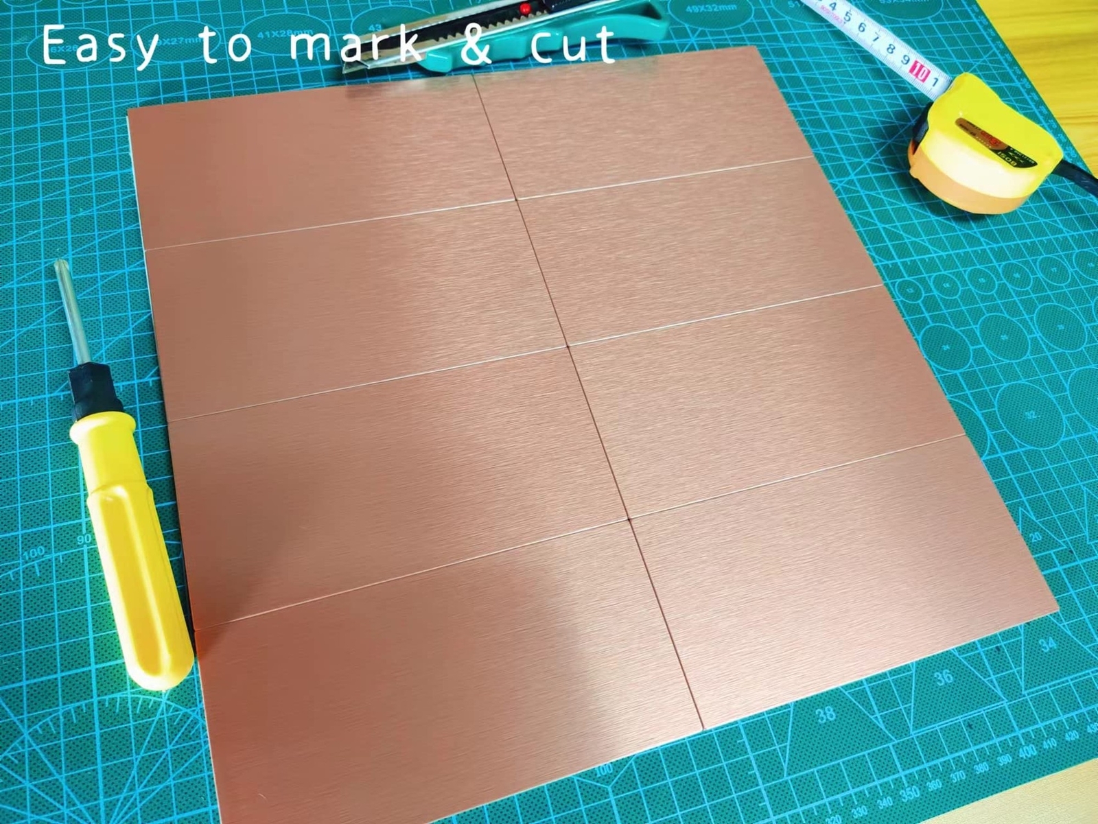 Aluminum Peel and Stick Backsplash Tile Panels – 3″x6″ Brushed Copper Kitchen…