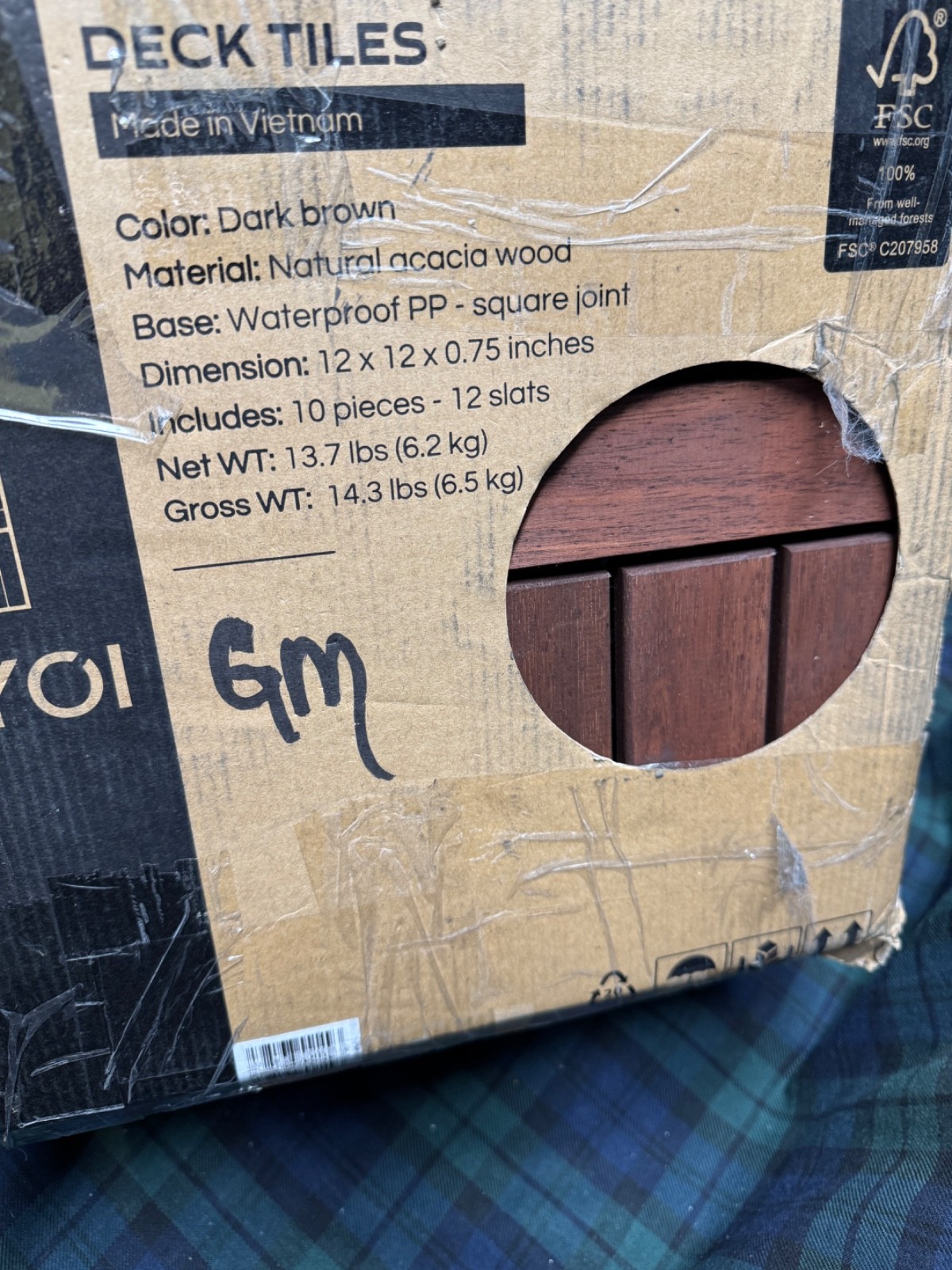 Thyoi Deck Tiles Dark Brown Natural Acacia 12″ x 12″ 10 Pack