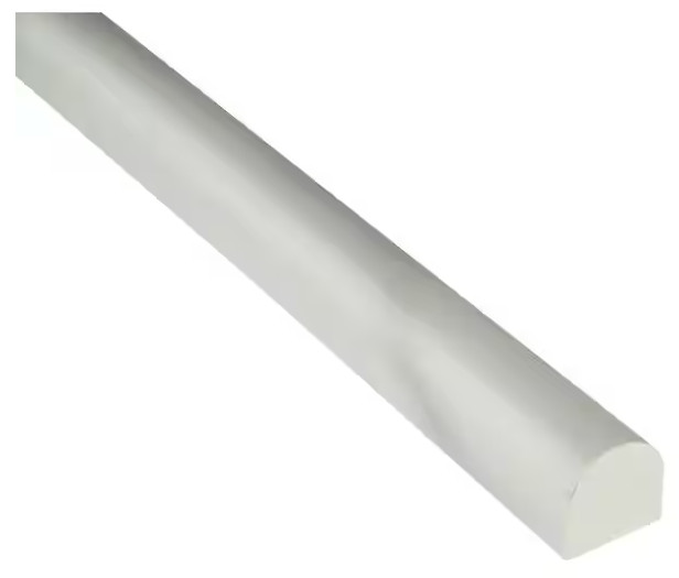 Greecian White Pencil Molding 0.75 in. x 12 in. Polished Resin Wall Tile