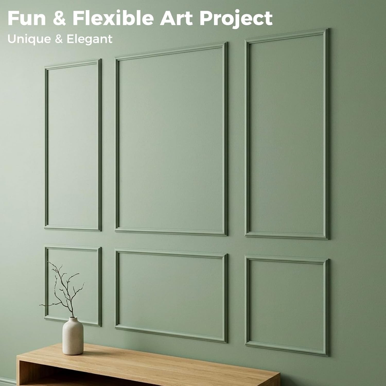 Pre-Cut Wall Molding Set of 6 pcs, Ready-to-Assemble Wainscoting Panels 34-PCS