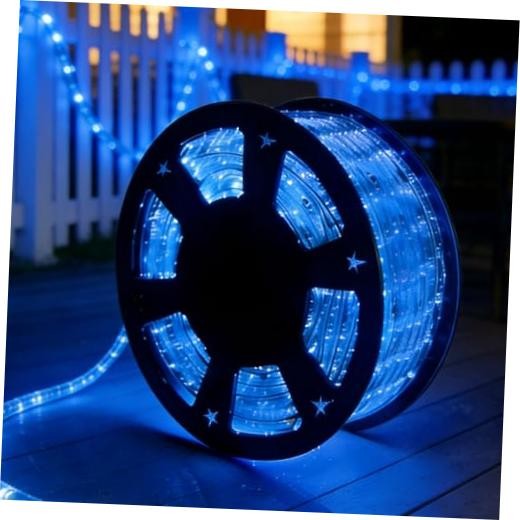 100Ft LED Rope Lights, 110V Outdoor Rope Lights Waterproof 100 ft Blue
