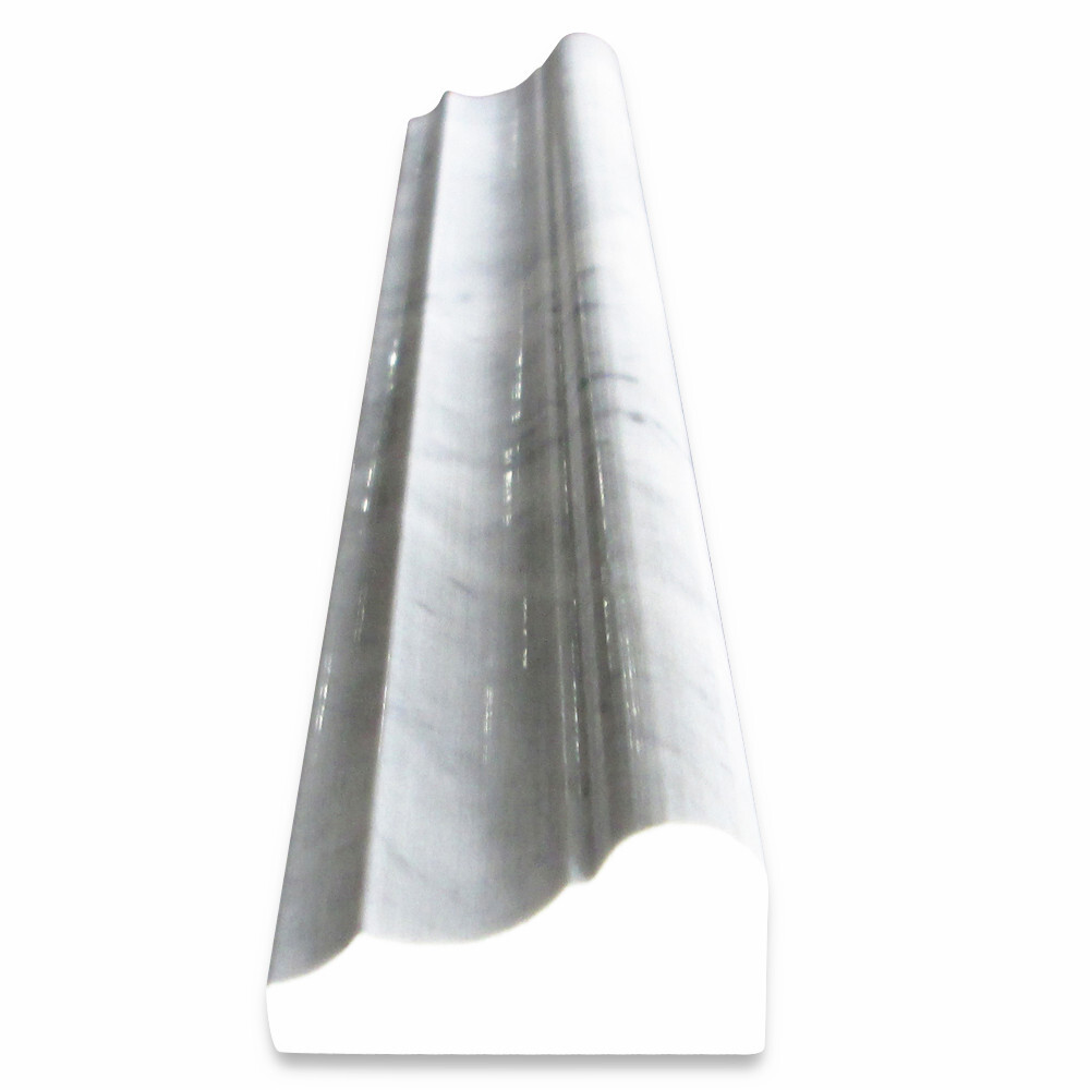 C13P Carrara Marble Venato Carrera Chair Rail Trim Molding Polished 2×12