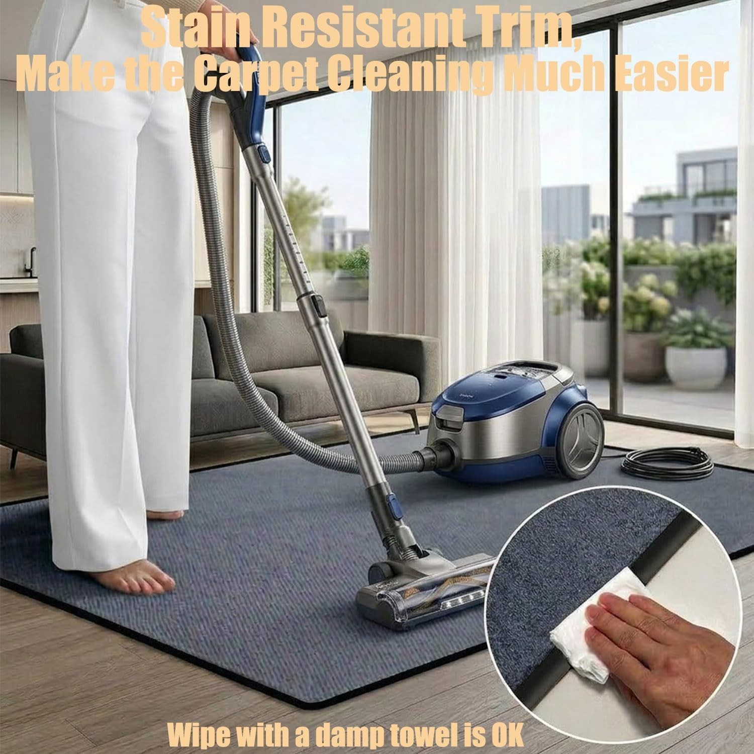 Self-Adhesive Carpet to Tile Transition Strip, Flexible Cuttable Edge Trim, 30ft
