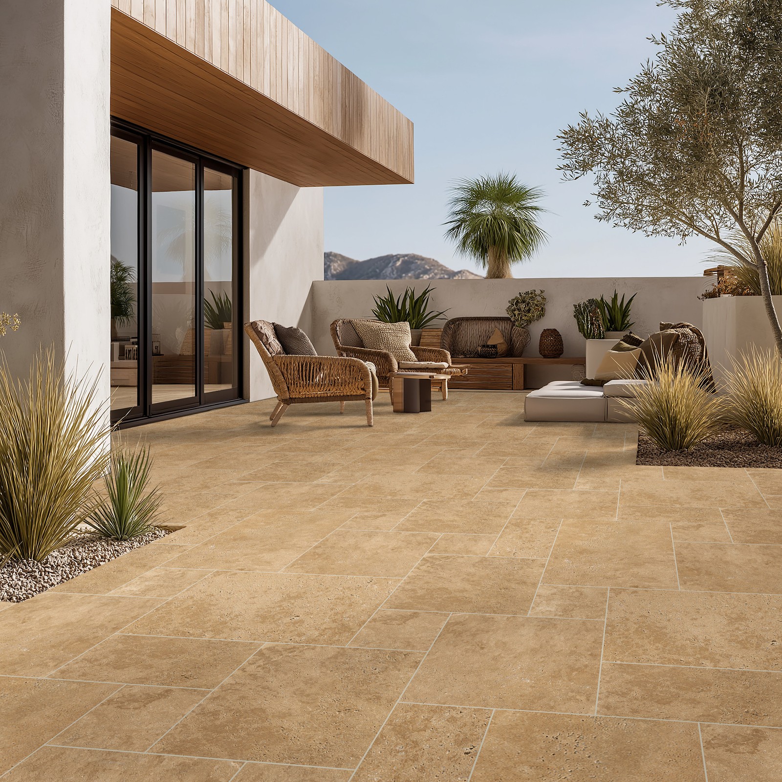 Ackland AKLTPMAR10KT-PL Marzana Exterior Paver Tile – Tumbled – Off White