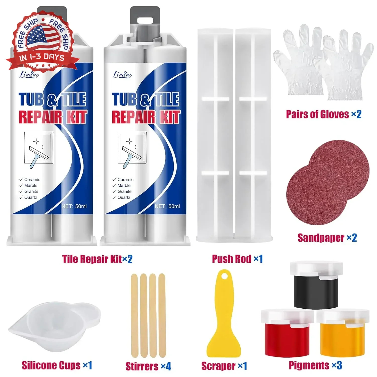 Tile Repair Kit – Porcelain Repair Kit for Repairing Scratches, Chips, Dents, Ho