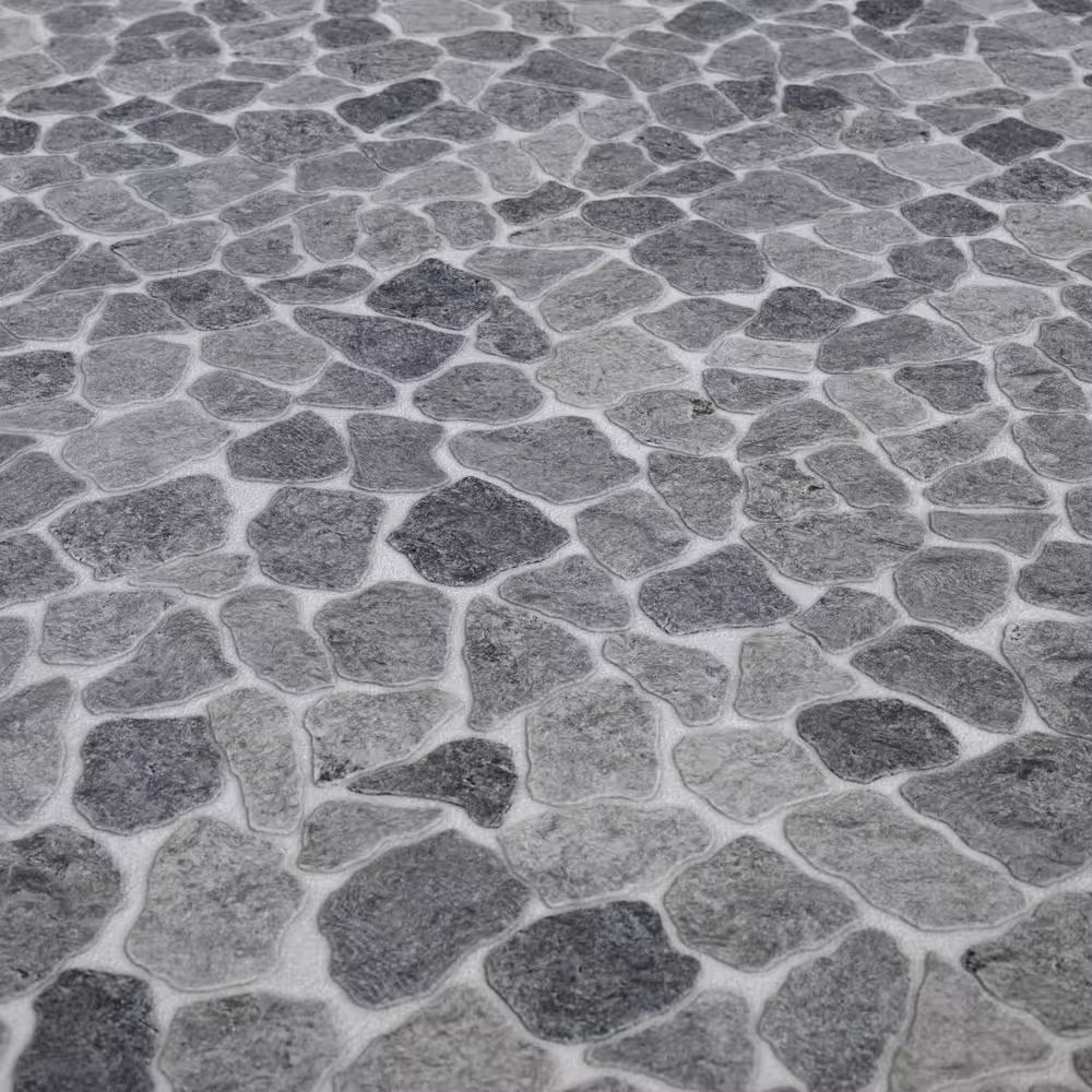 Full Eclectic 18 In. X 18 In. Stone Grey Marble Tumbled Wall and Floor Tile (10.