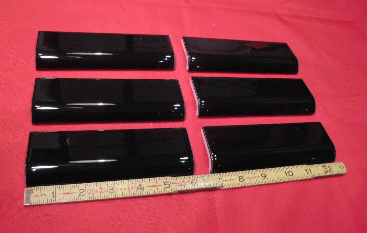 Black 2 x 6 in Ceramic Tile Mud Cap Bullnose Trim 2×6 inch American Olean 6 Pack