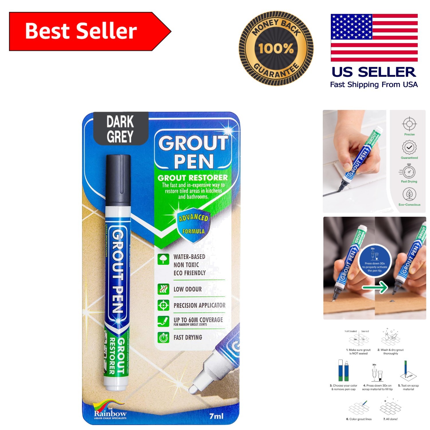 Grout Renewal Made Simple: Dark Grey Paint Marker for Effortless DIY Projects