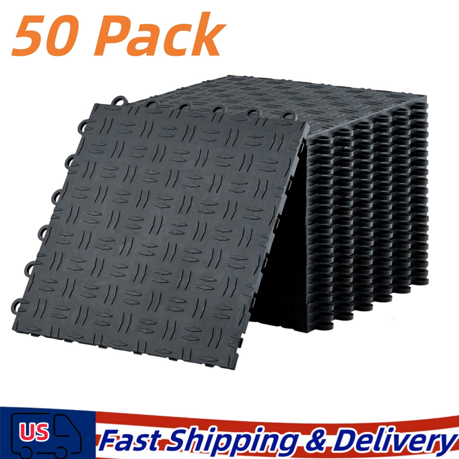 Garage Floor Tiles Interlocking 12×12 in 50 Pack Garage Flooring Tiles Black