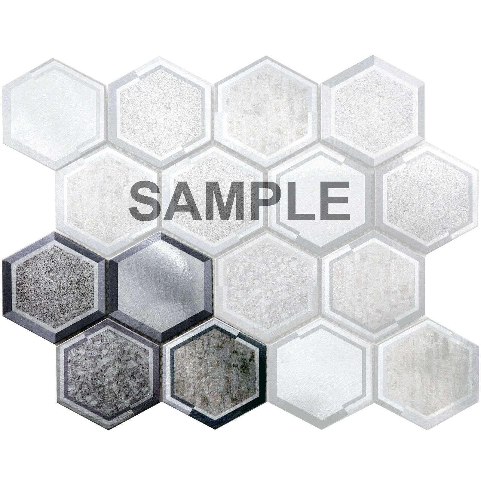 Gray Aluminum Antique Metallic Metal 2.5″ Hexagon Mosaic Tile Kitchen Backsplash