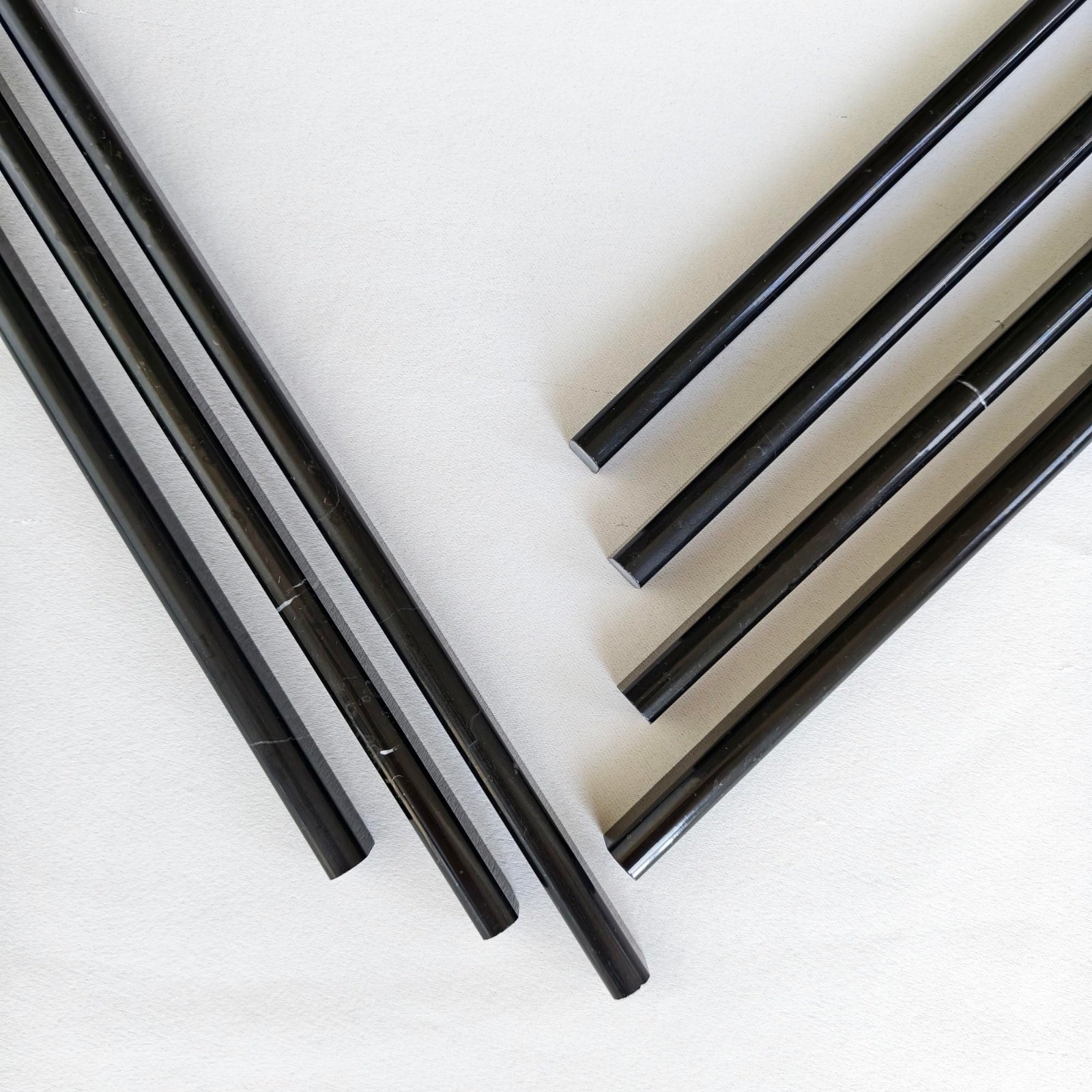 Polished Black Marble Pencil Tile Edge Trim, 10 Pack, 0.39″x12″ for Backsplash &
