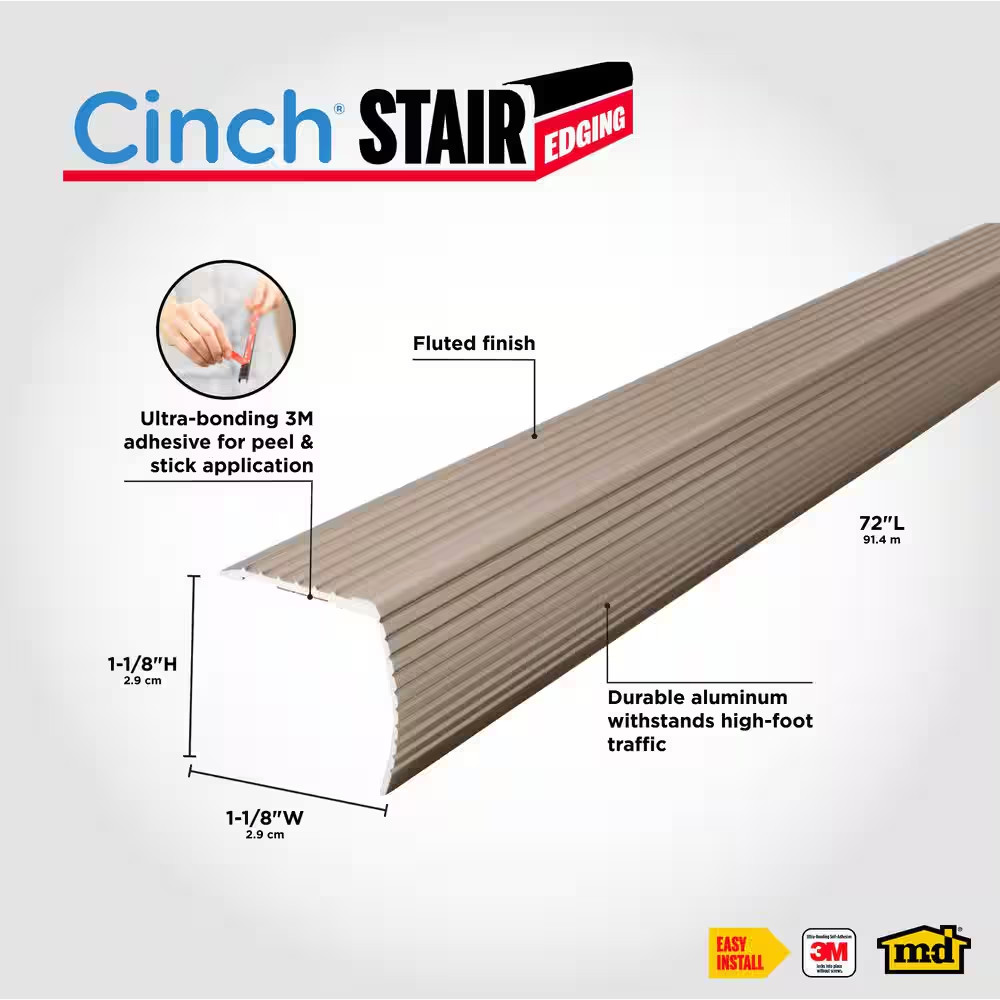 72″ SATIN NICKEL ALUMINUM FLUTE CINCH STAIR EDGING