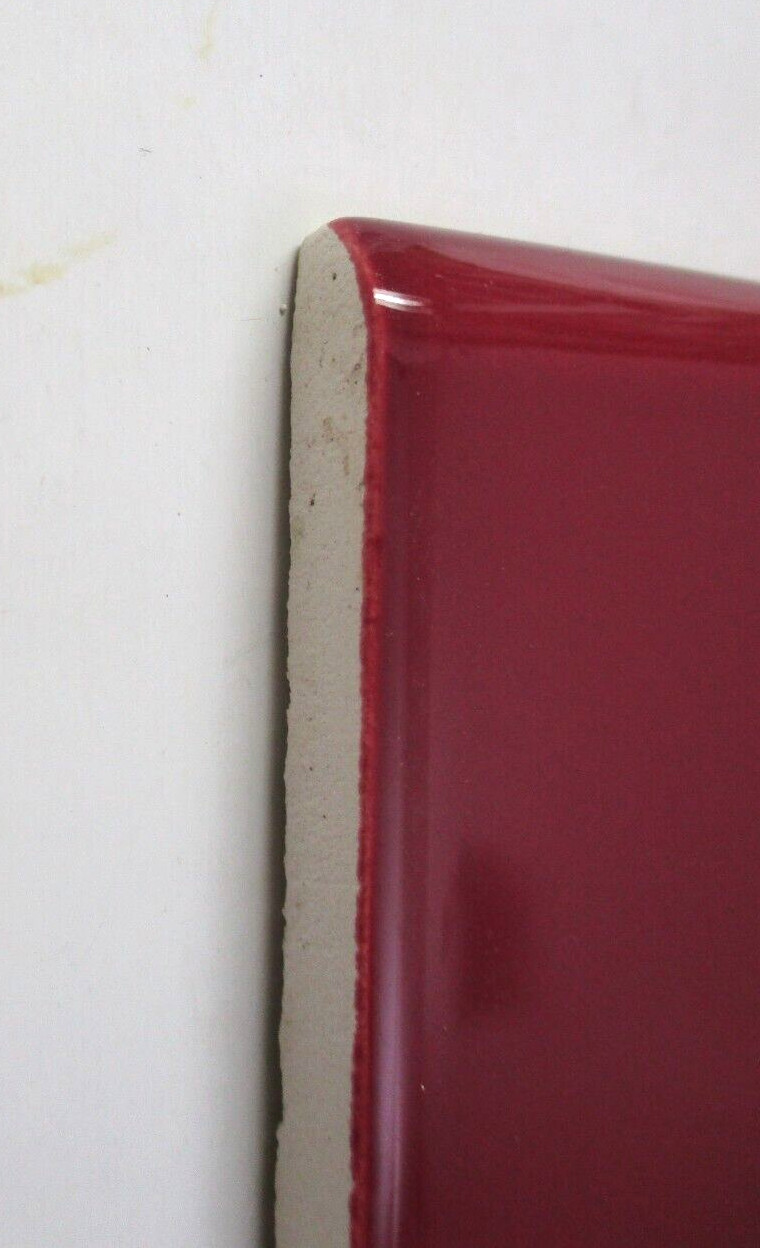 1 Bullnose Cove Base Tile Mannington USA 6″ Plum Red Light Bordeaux Ceramic 1970
