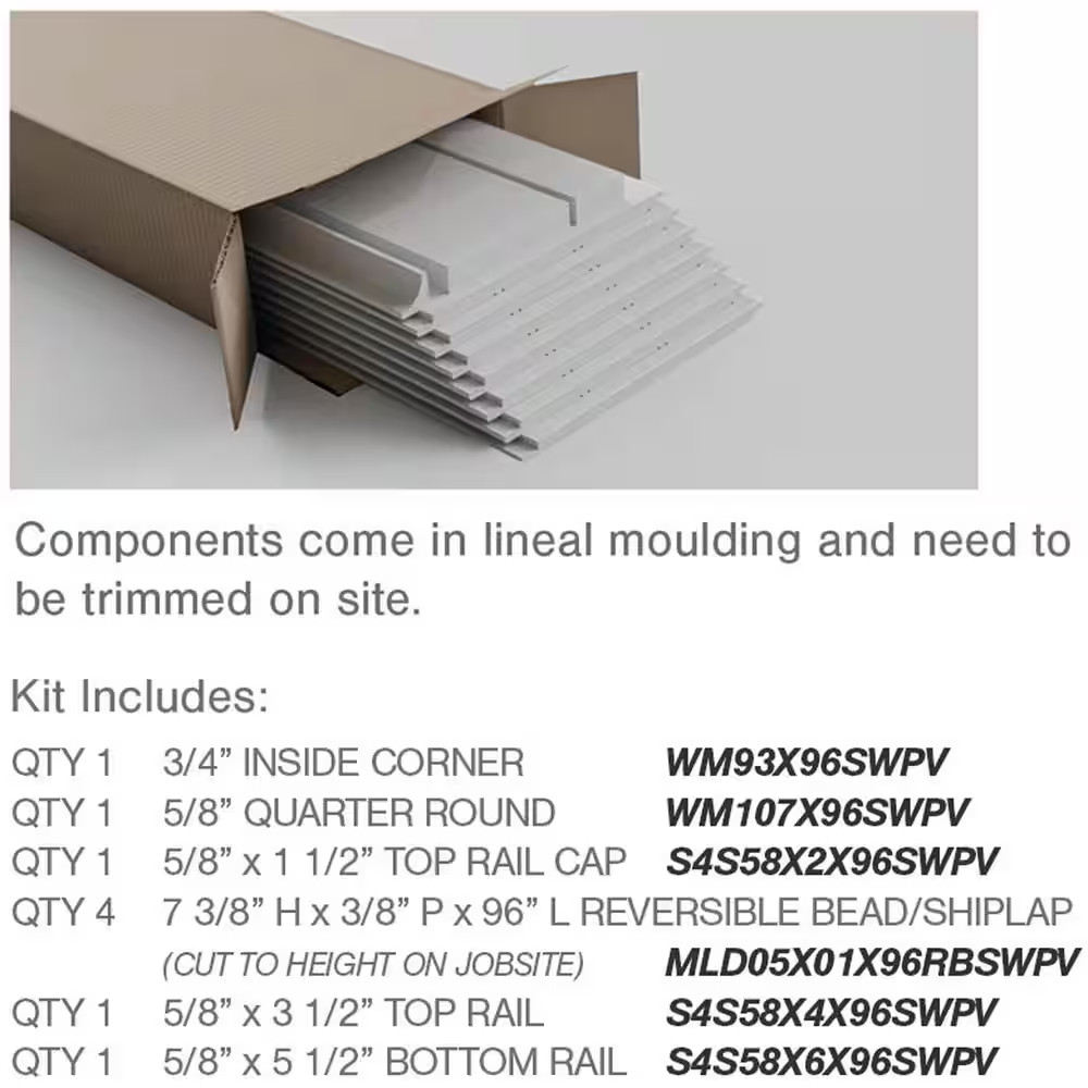 5/8 In. X 96 In. X 32 In. PVC Deluxe Shiplap Nickel Wainscoting Moulding Kit (Fo