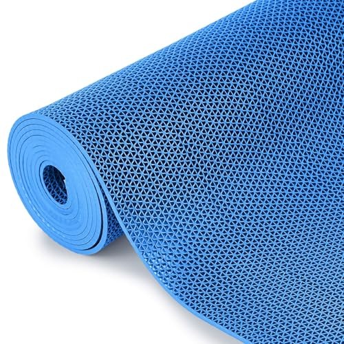 1.3×10 ft Non‑Slip Pool Drainage Floor Mat, 16″ x 118″ (Rectangular) Blue