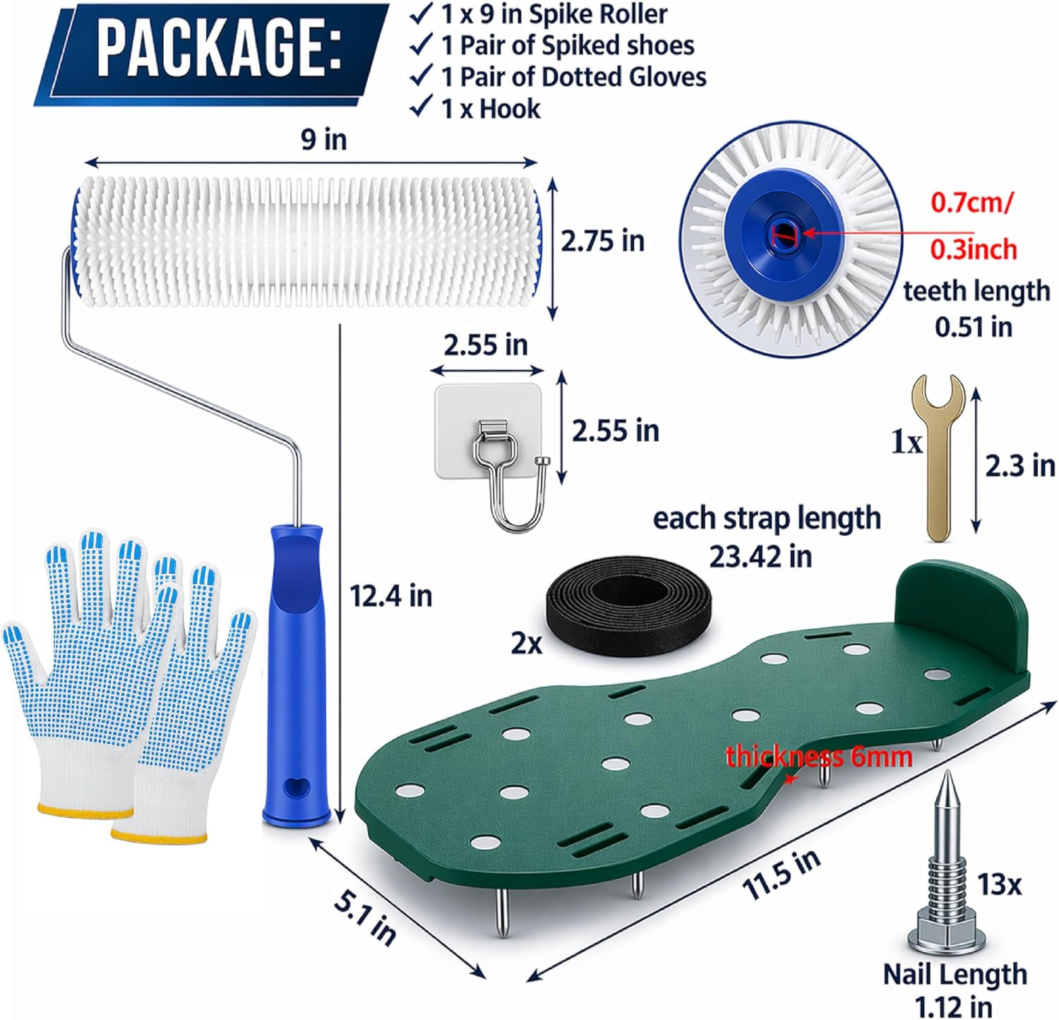 Premium Epoxy Shoes Spikes & 9 Inch Spiked Roller for Self Leveling Compound
