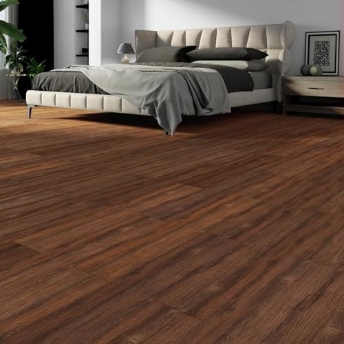 Peel and Stick Vinyl Flooring Pack 54 Sq.Ft, 36 x 6 x 0.1 inches 36 Brown