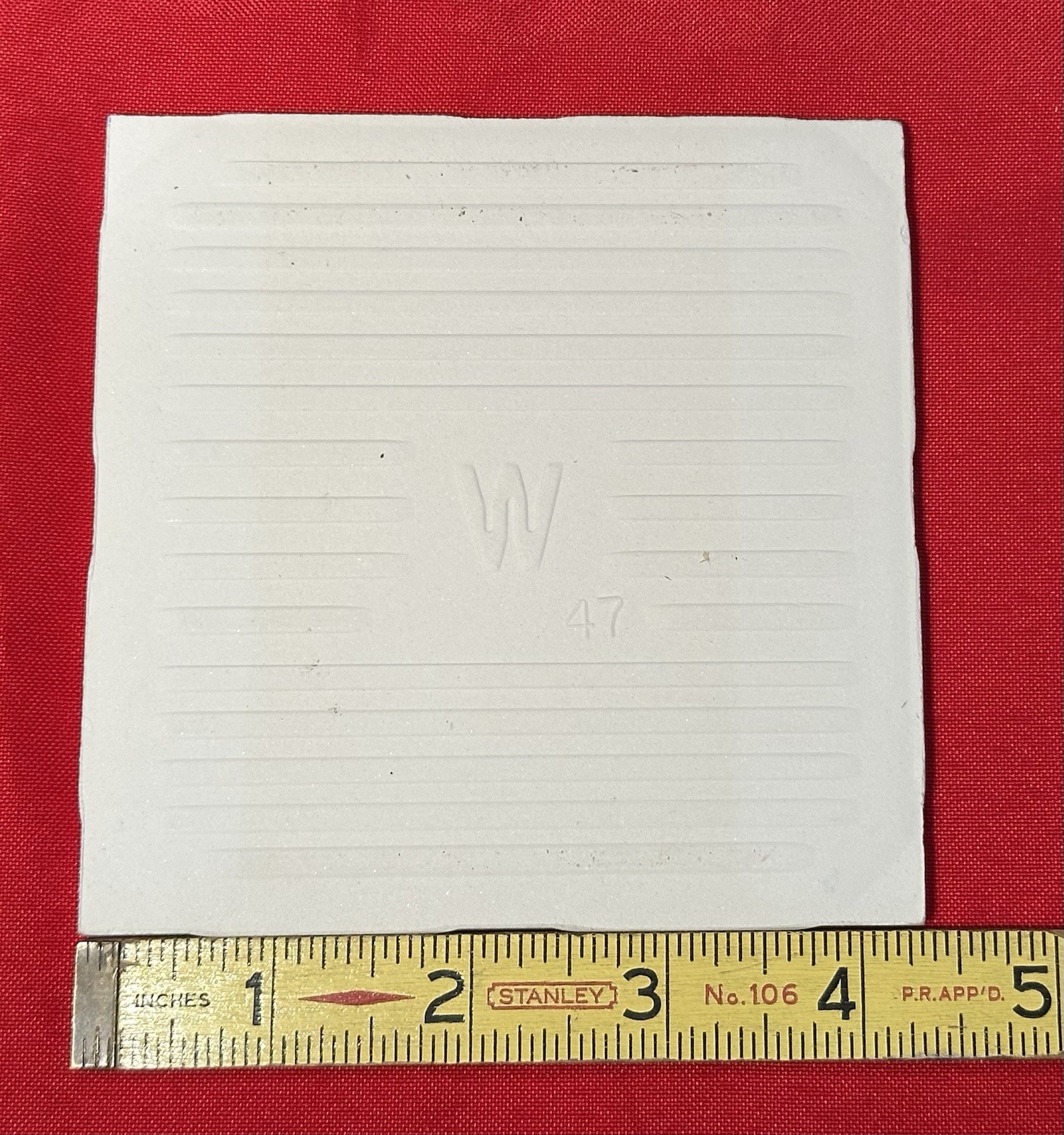 1 pc. Gloss White #300: 4-5/16″ Ceramic Tile by Wenczel Co. made 1960’s -1980’s