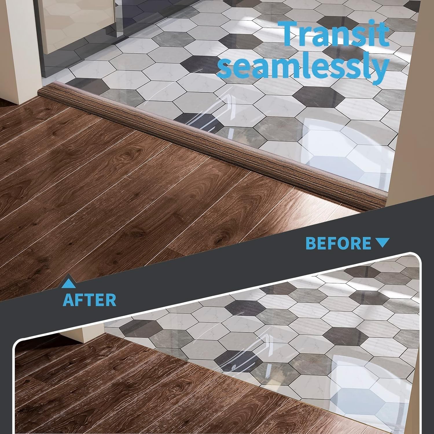 4FT Multi-Use Vinyl Floor Transition Strip – Perfect for Joining Rooms Elegantly