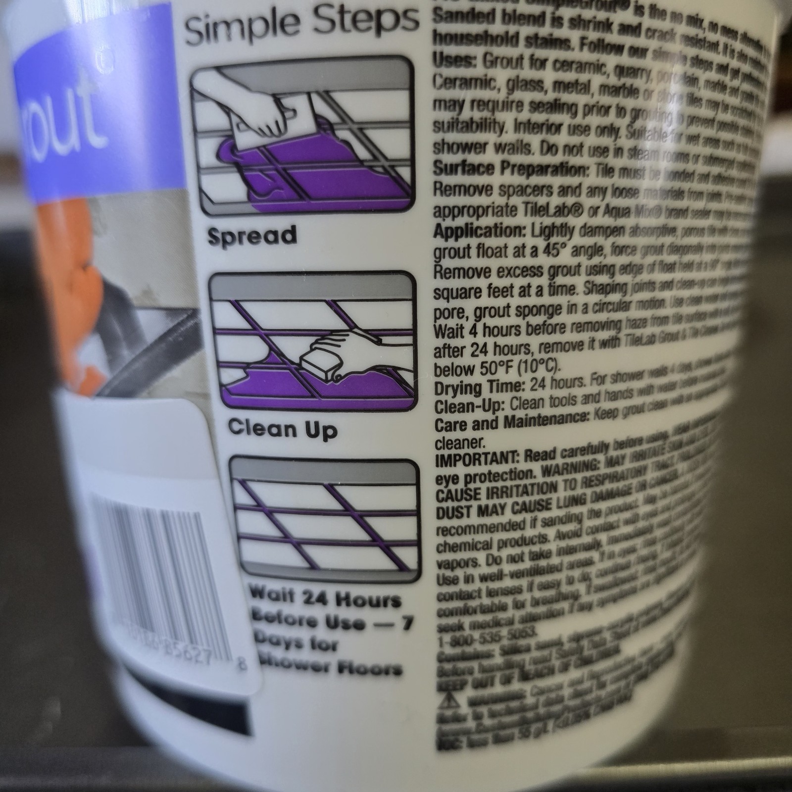 Simple Grout Ready To Use – Pre Mixed (1 Quart) Artic White