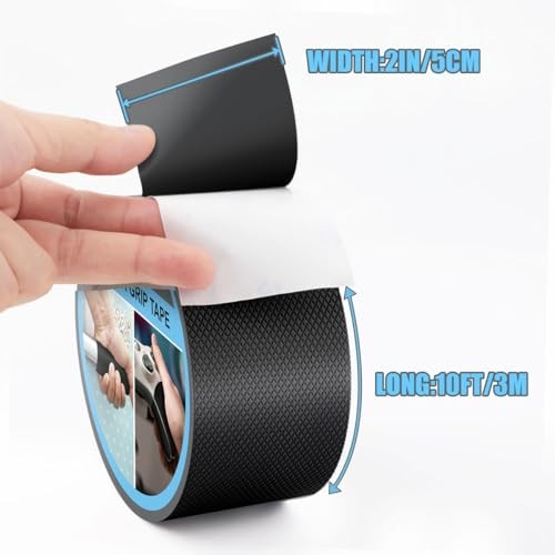 Yorwe Rubber Grip Tape, Ultra-Thin Strong Adhesive Anti-Slip 2In x 10Ft Black