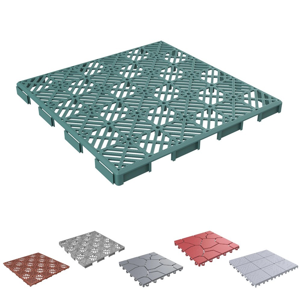 Set of 6 Deck Tiles for Patios, Decks, and Balconies (Green)