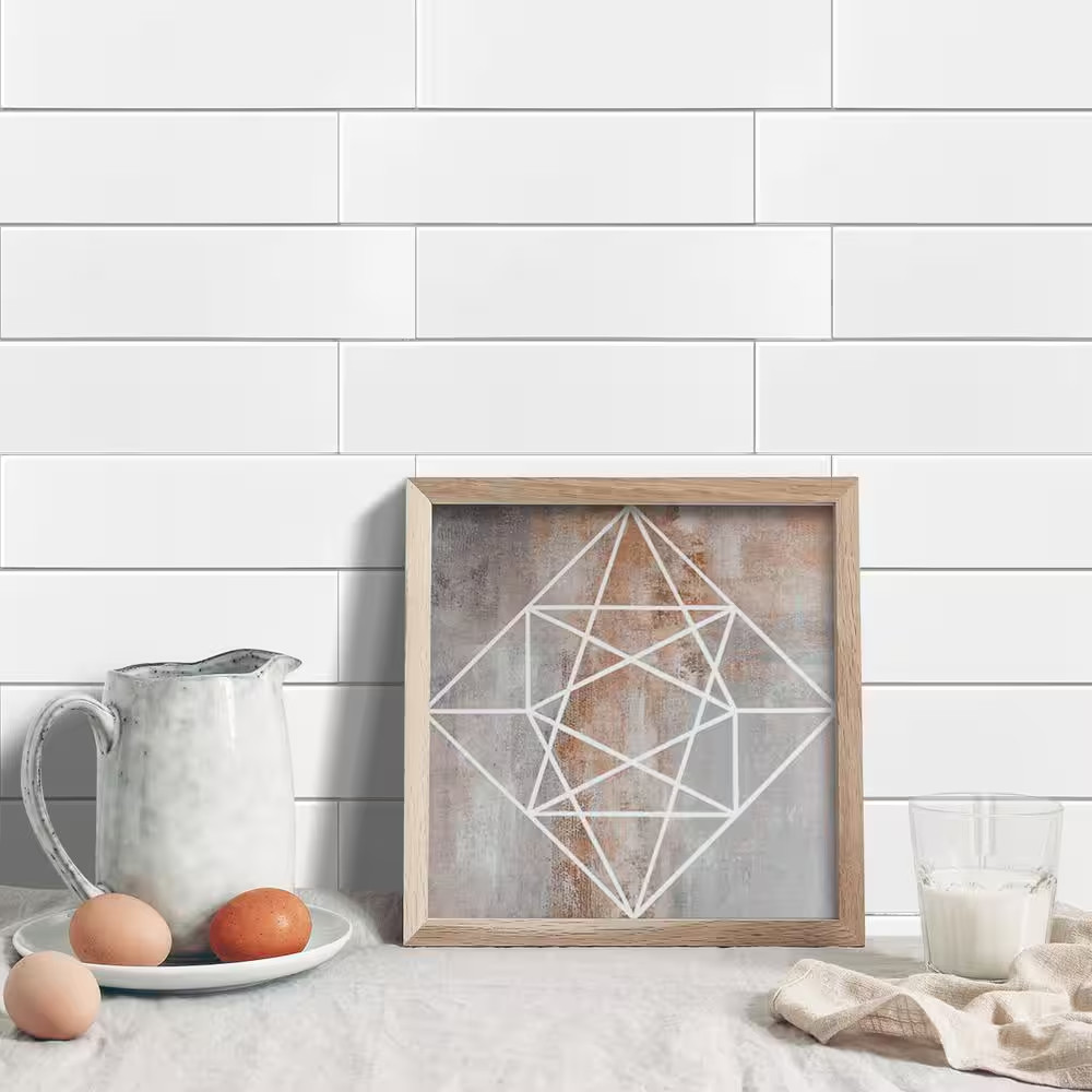 White Long Subway 10.83 In. X 11.81 In. SPC Peel and Stick Backsplash Tile (0.9
