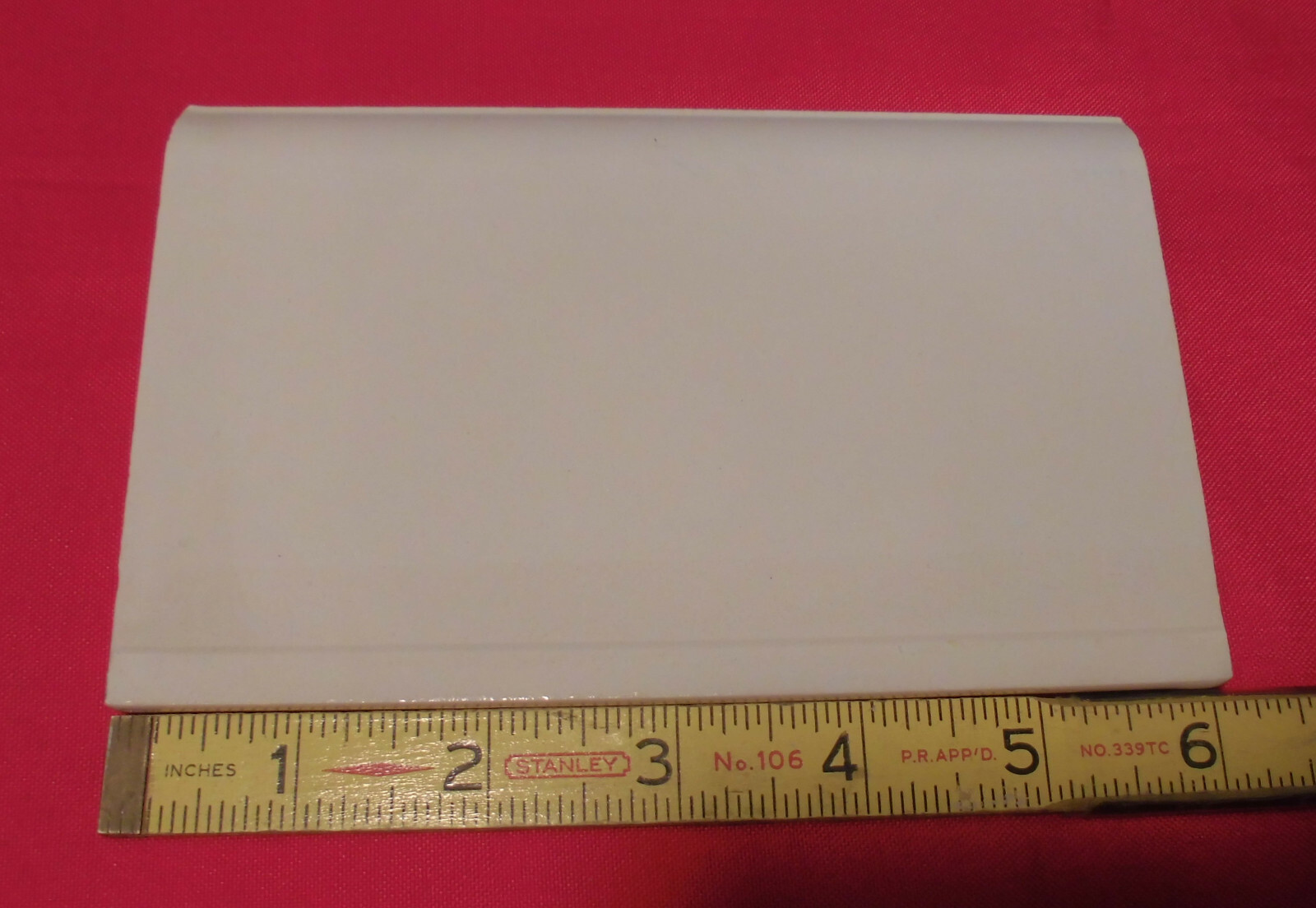 1 pc. Buckwheat 4” X 6” Glossy Ceramic Cove Base Tile by florida Co. Flat Top