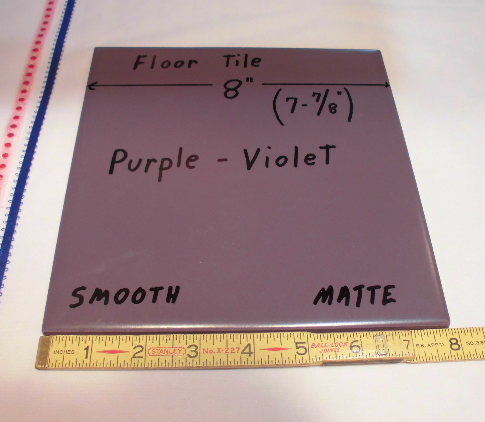 1 pc. *Purple – Violet* Ceramic Floor Tile: 8″ X 8″ Smooth Matte Finish