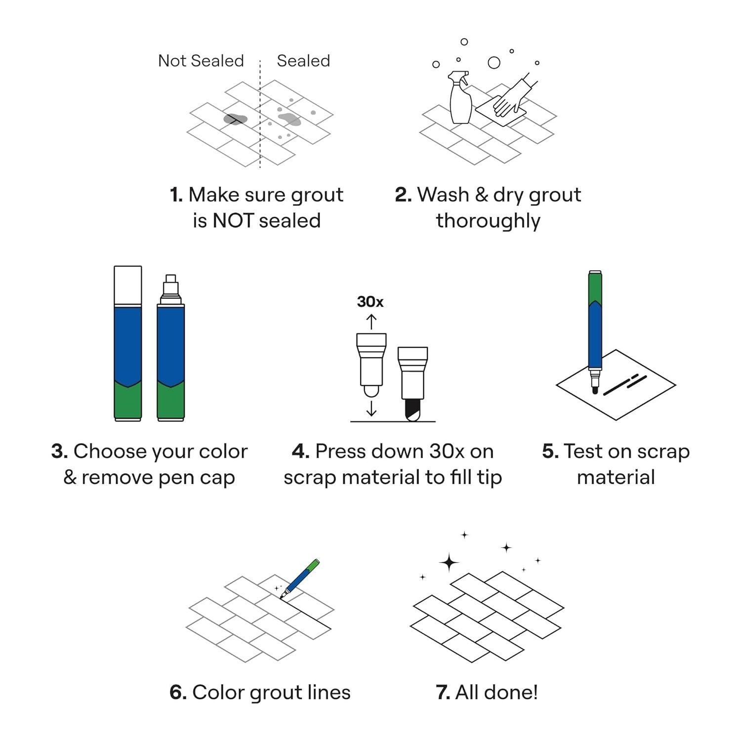 Long-Lasting Grout Paint Marker – Terracotta, 15mm Wide Tip for Instant Revive