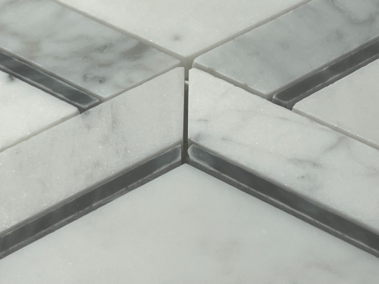 S23 Carrara White Grey Marble Diamond Mosaic Tile Kitchen Bathroom, 7 sheets